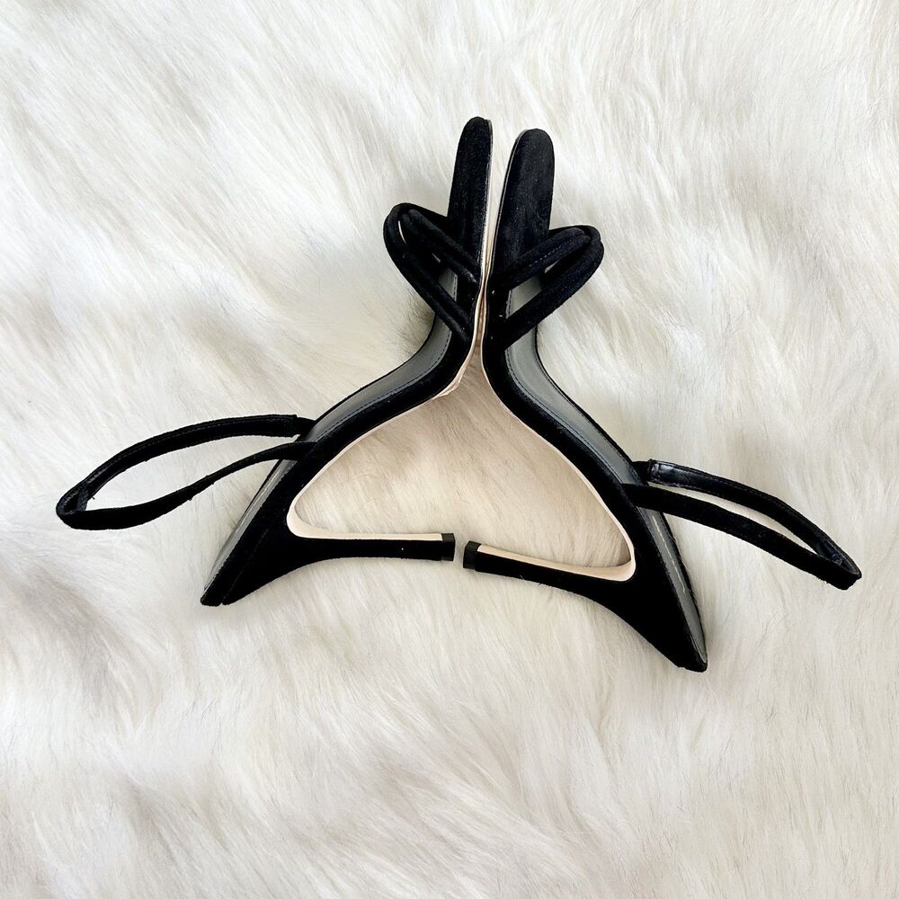 NWOB Larroude Annie Strappy Sandals Black Suede Size 9.5 Designer Womens - Picture 4 of 9
